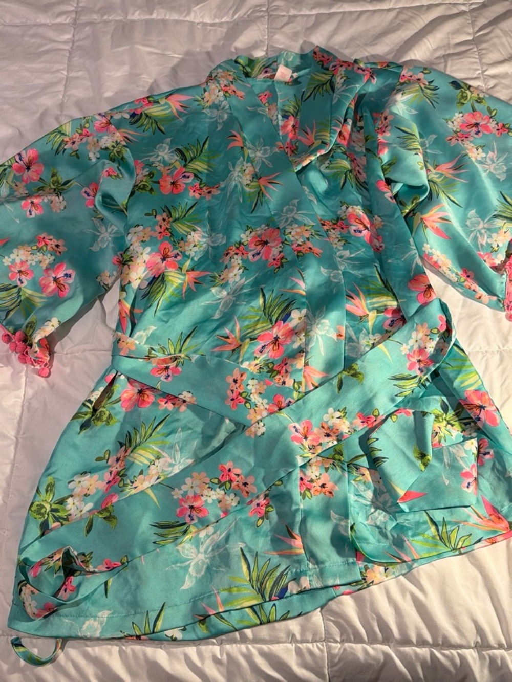 Victoria's Secret Aqua Floral Wrap Tunic/ Robe